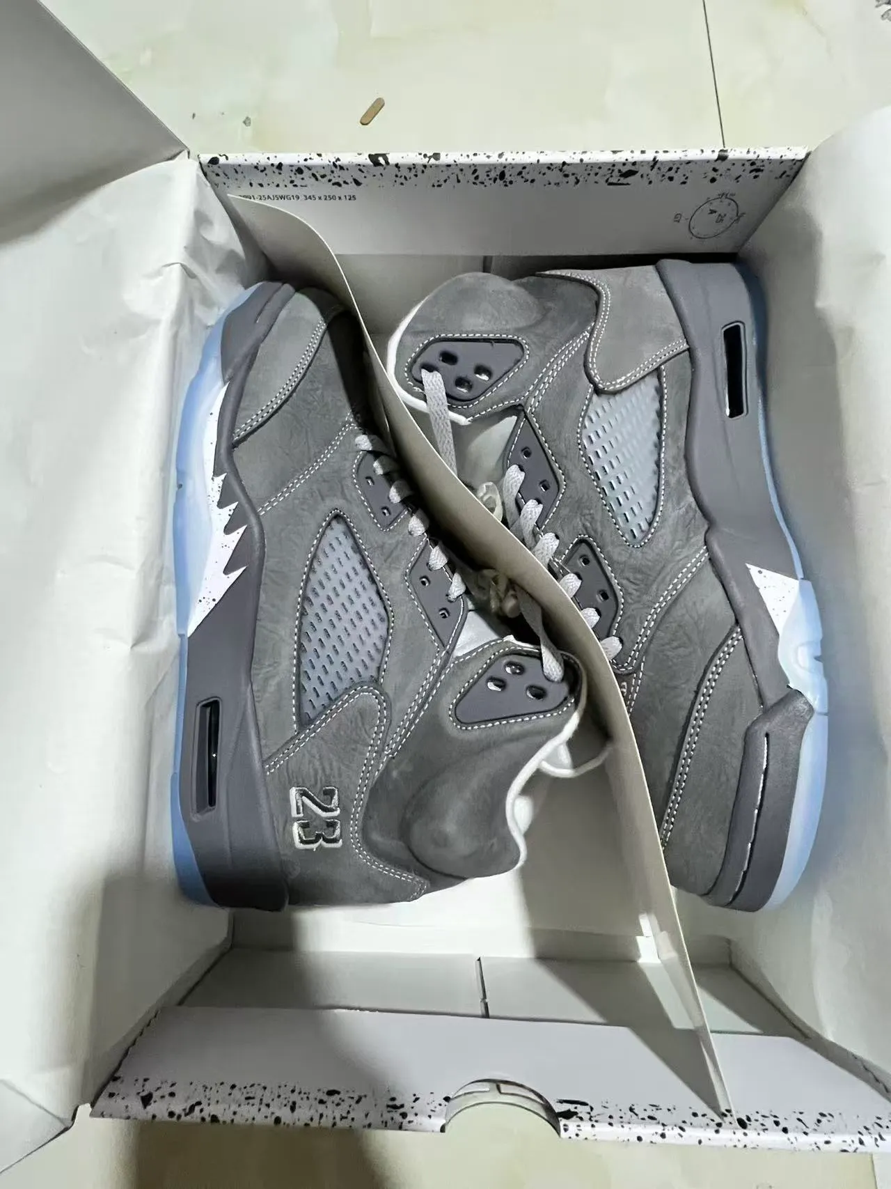 Air Jordan 5 Cinza Branco Azul Tênis de Basquete 9
