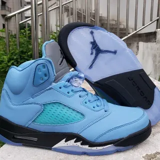 Air Jordan 5 Light Blue Black Teal Basketball Shoes