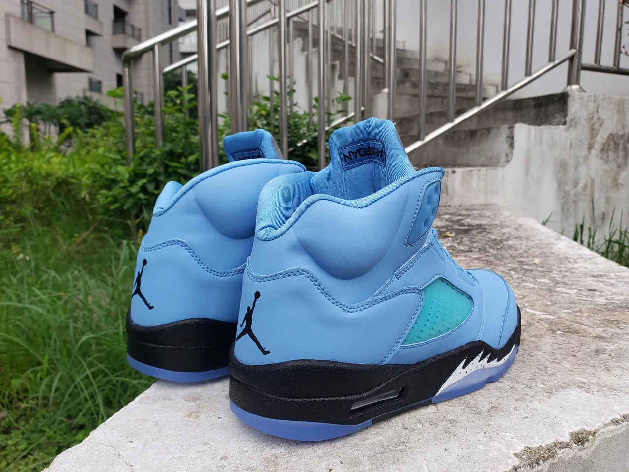 Air Jordan 5 Light Blue Black Teal Basketball Shoes 5