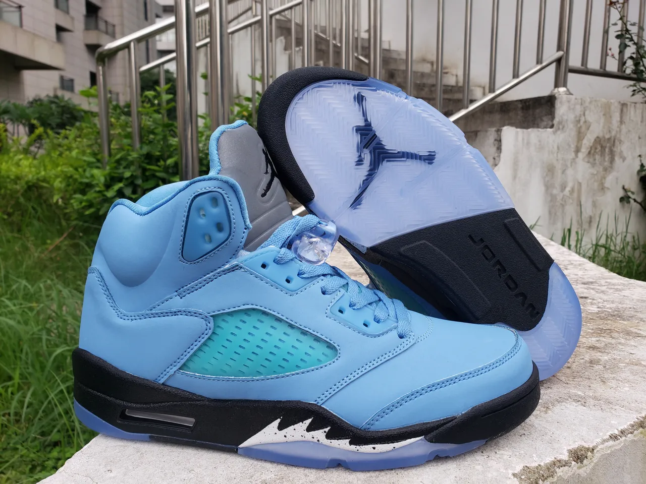 Air Jordan 5 Light Blue Black Teal Basketball Shoes 6