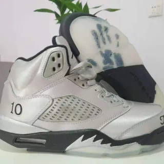 Air Jordan 5 Metallic Silver Black Basketball Shoes