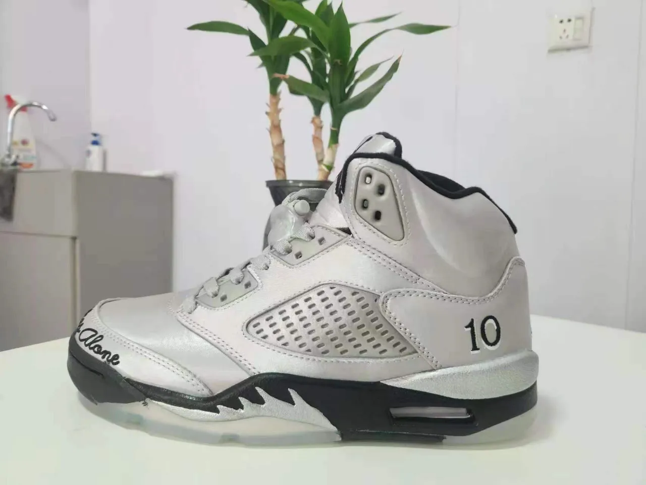 Air Jordan 5 Metallic Silver Black Basketball Shoes 5