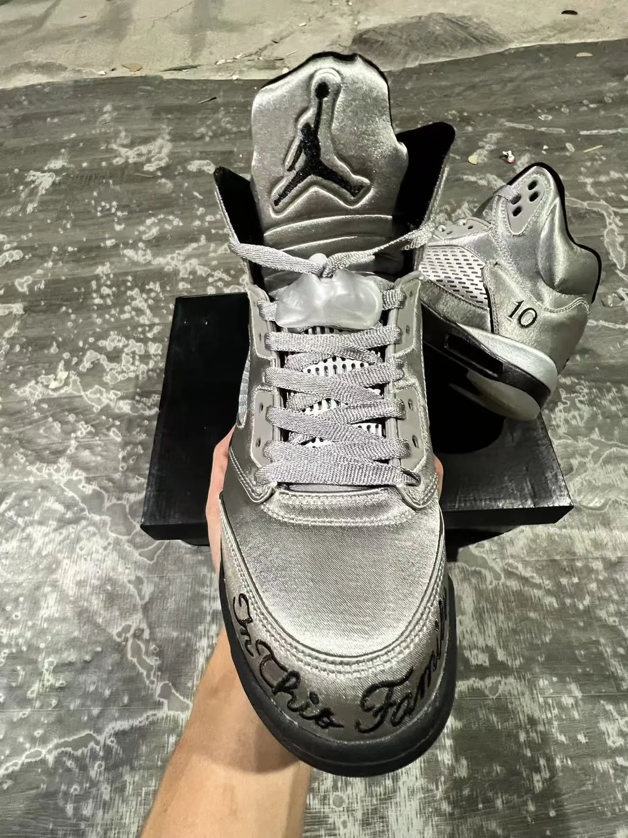 Air Jordan 5 Metallic Silver Black Basketball Shoes 4