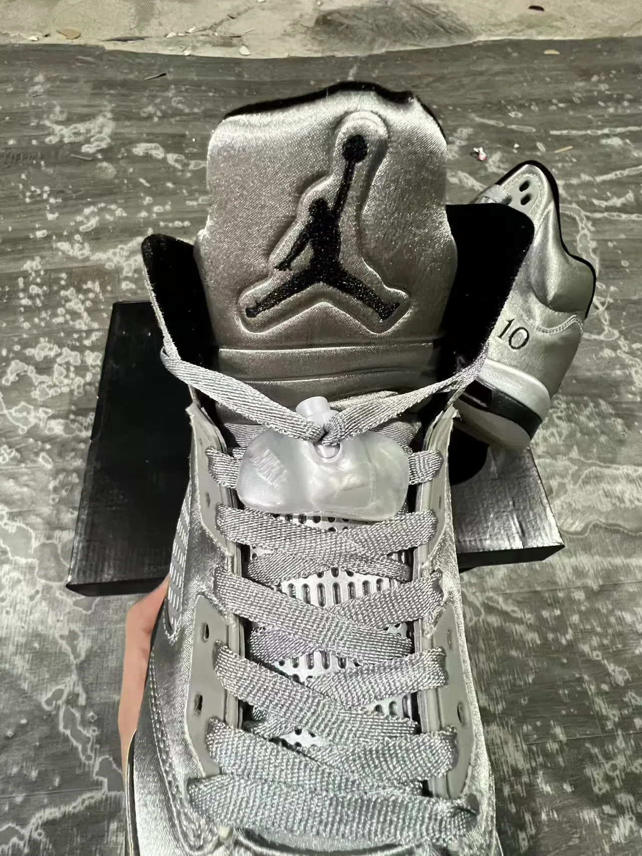 Air Jordan 5 Metallic Silver Black Basketball Shoes 5
