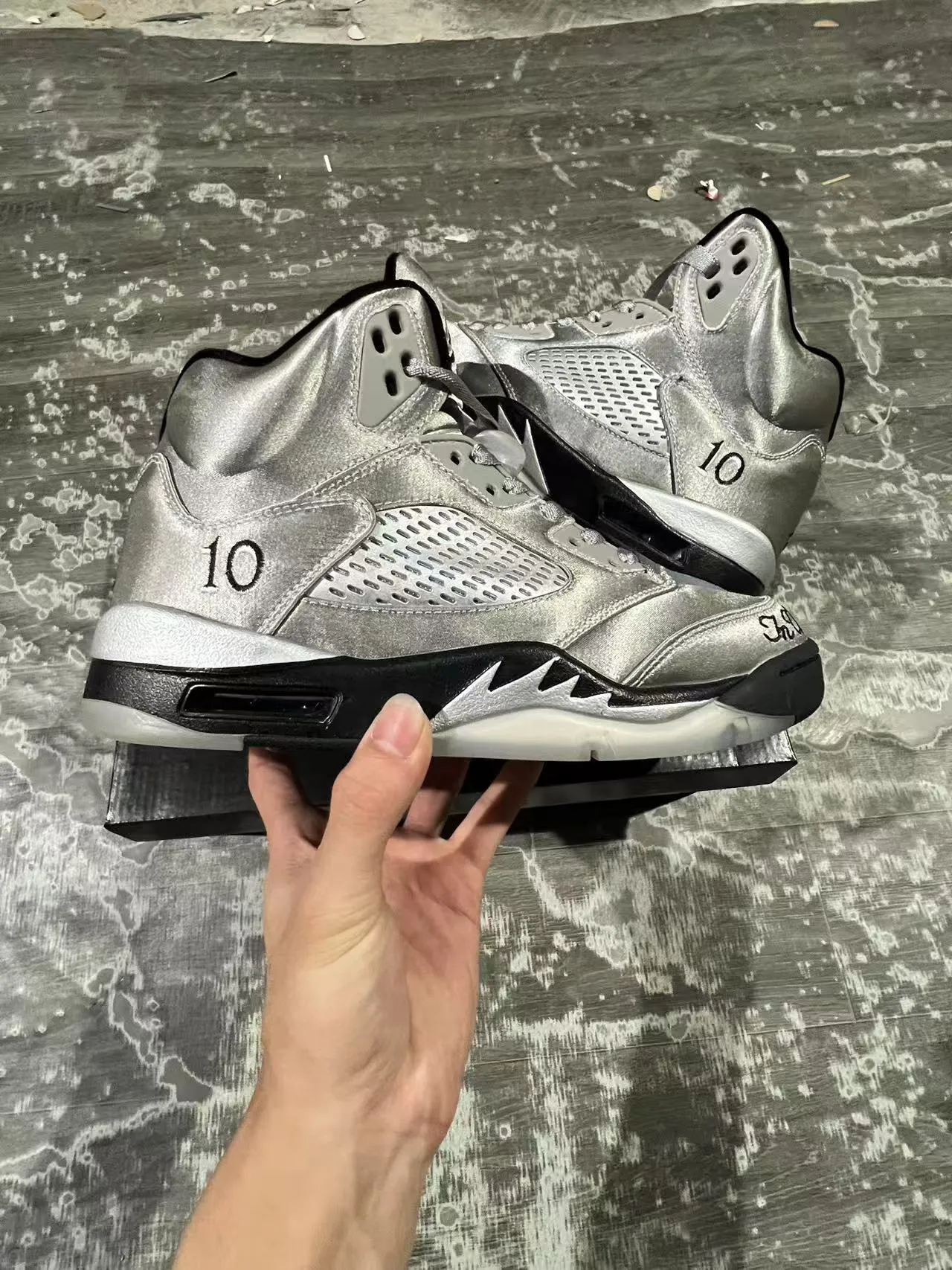 Air Jordan 5 Metallic Silver Black Basketball Shoes 8