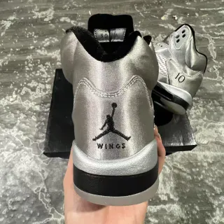 Air Jordan 5 Metallic Silver Black Basketball Shoes