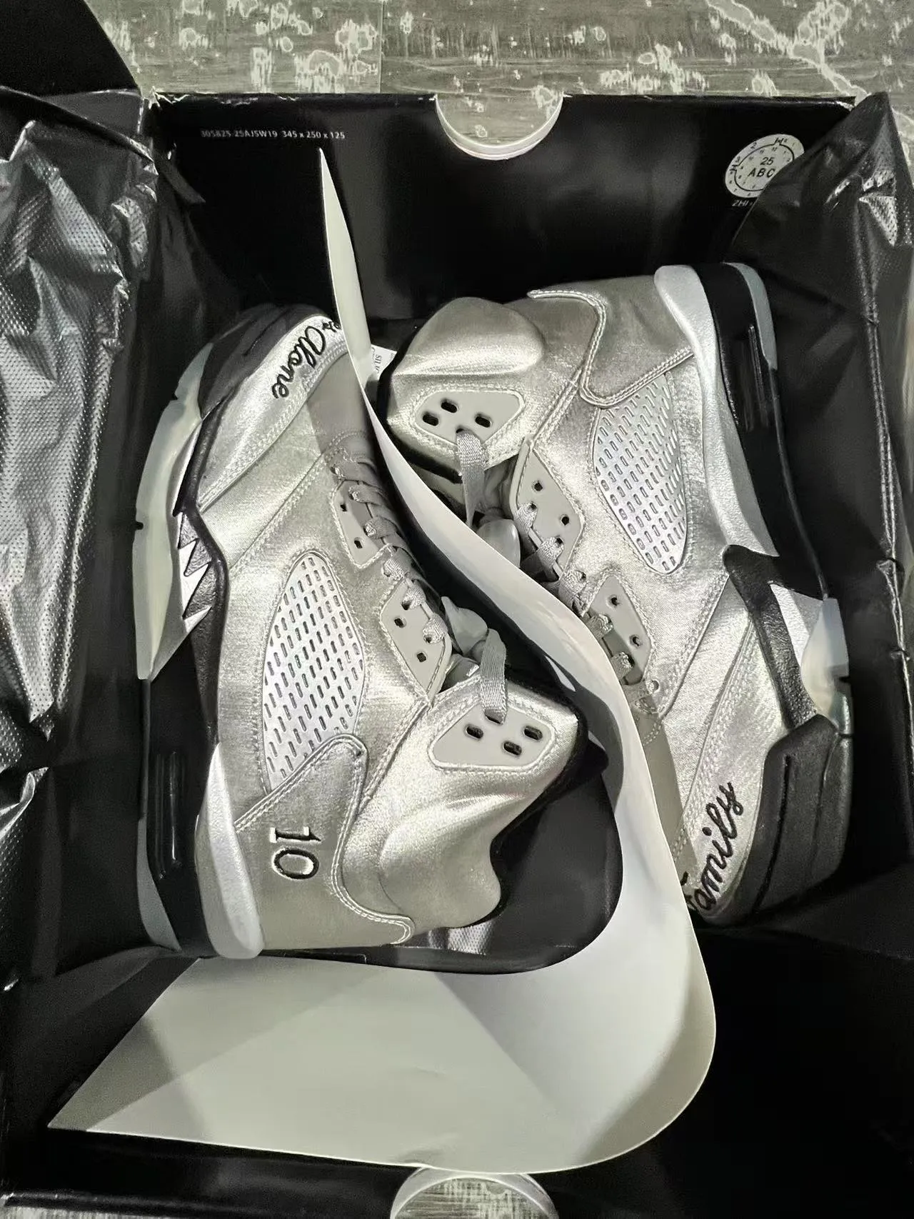 Air Jordan 5 Metallic Silver Black Basketball Shoes 9