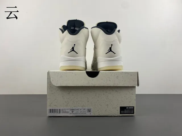 Air Jordan 5 Off-White Navy Basketball Shoes 12