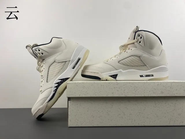 Air Jordan 5 Off-White Navy Basketball Shoes 17