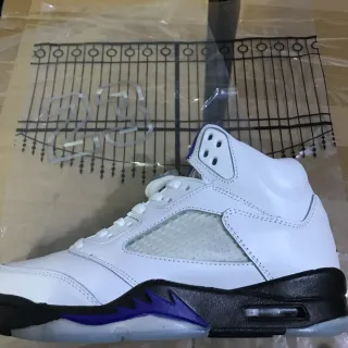 Air Jordan 5 White Black Purple Flame Basketball Shoes