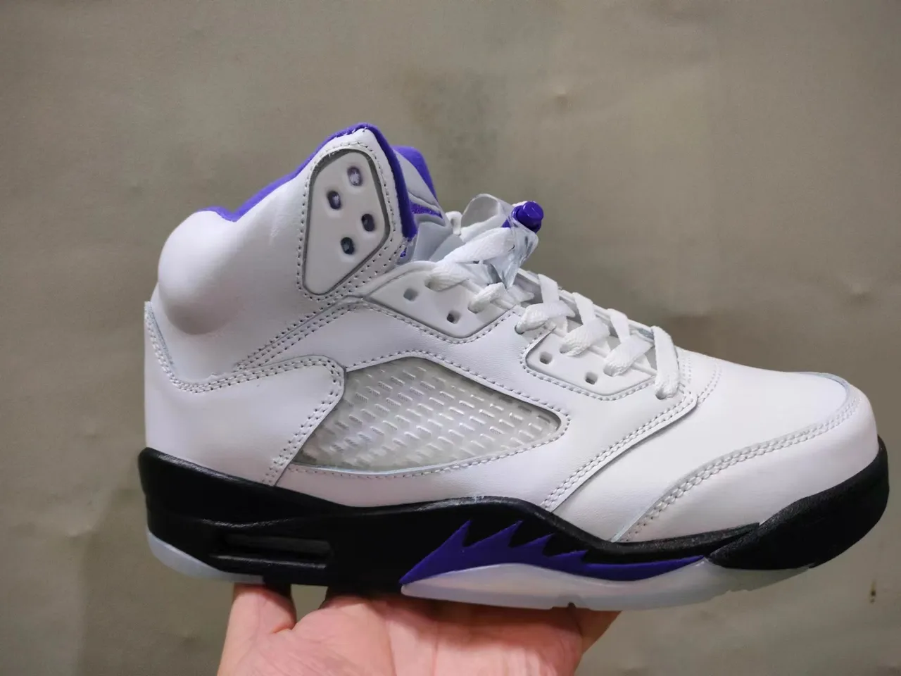 Air Jordan 5 White Black Purple Flame Basketball Shoes 6