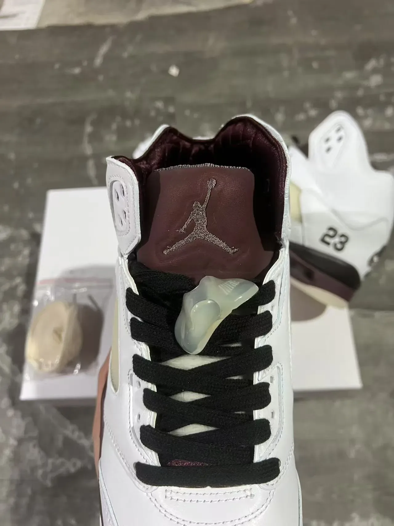 Air Jordan 5 White Burgundy '23' Basketball Shoes 4