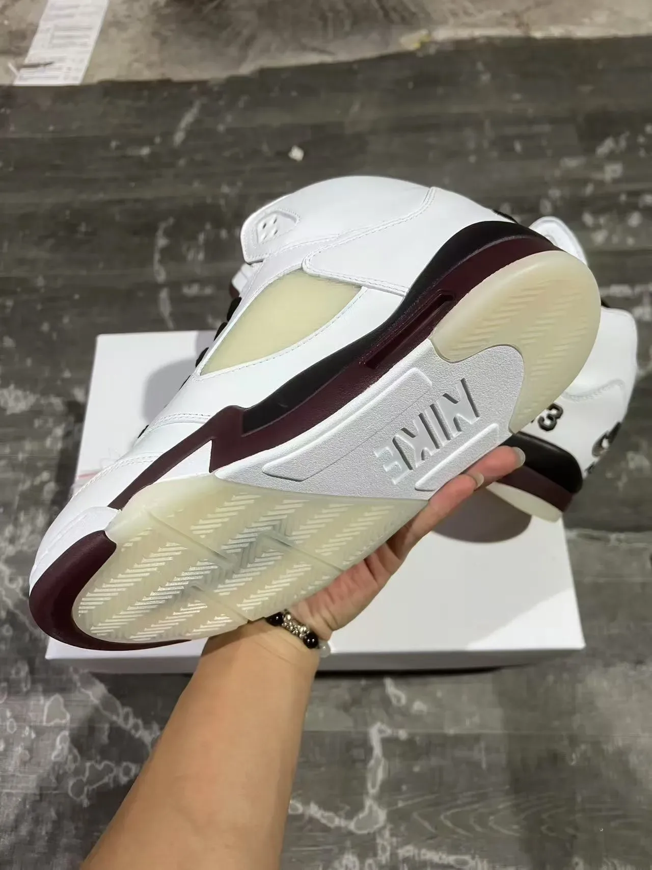 Air Jordan 5 White Burgundy '23' Basketball Shoes 6