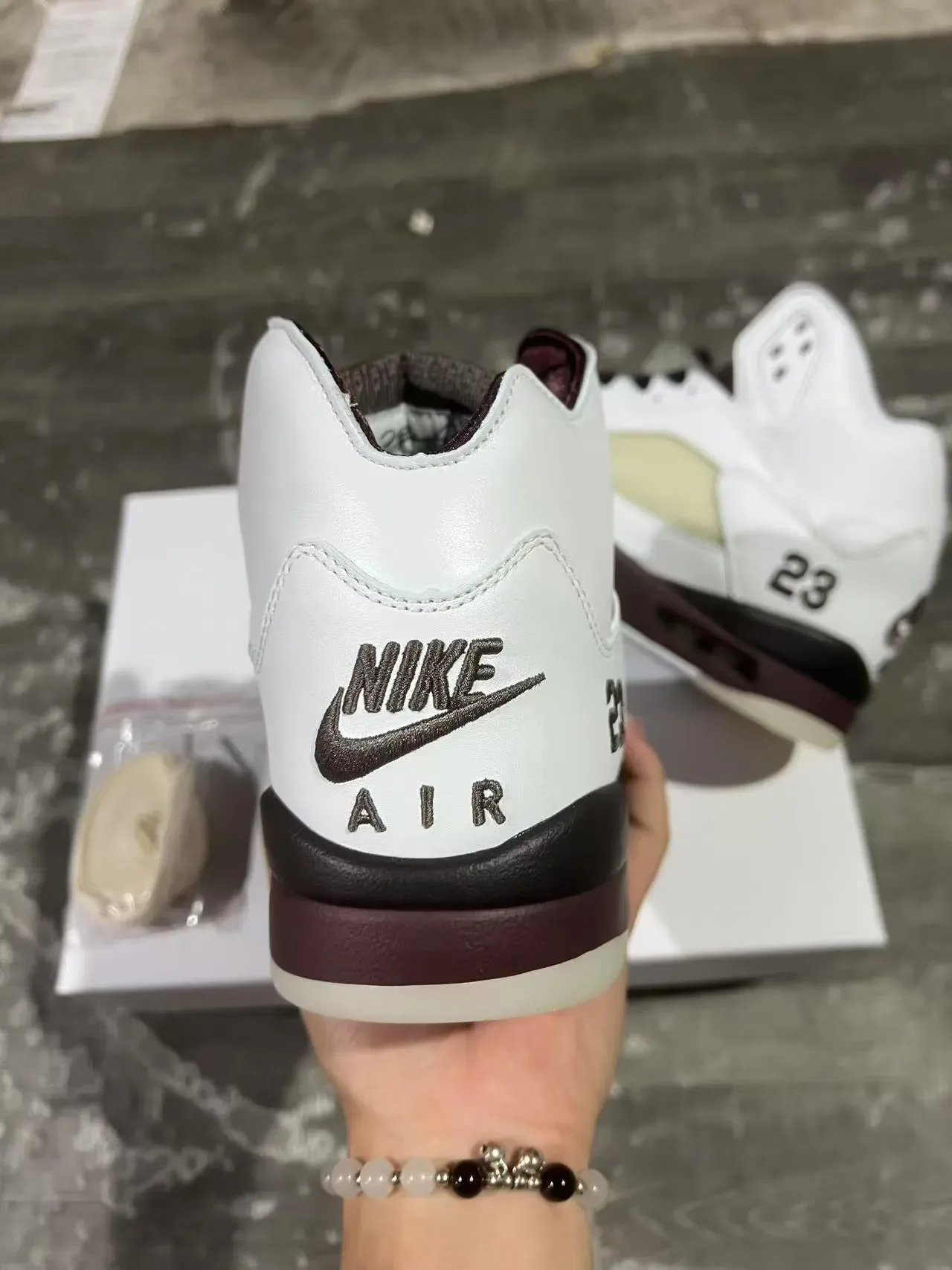 Air Jordan 5 White Burgundy '23' Basketball Shoes 8