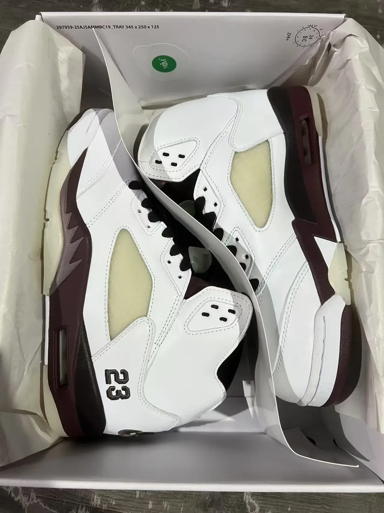 Air Jordan 5 White Burgundy '23' Basketball Shoes 9