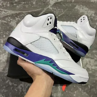 Air Jordan 5 White Purple Teal Basketball Shoes