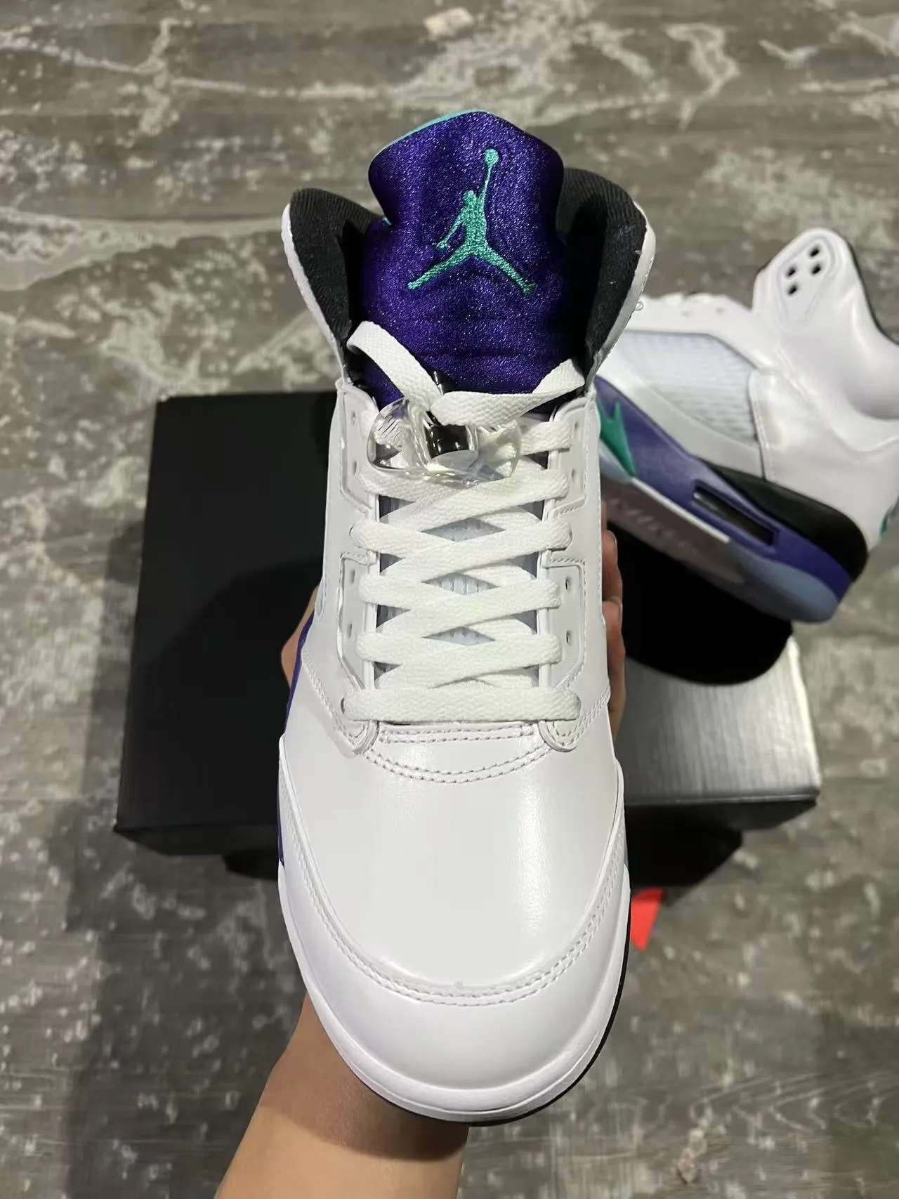 Air Jordan 5 White Purple Teal Basketball Shoes 3