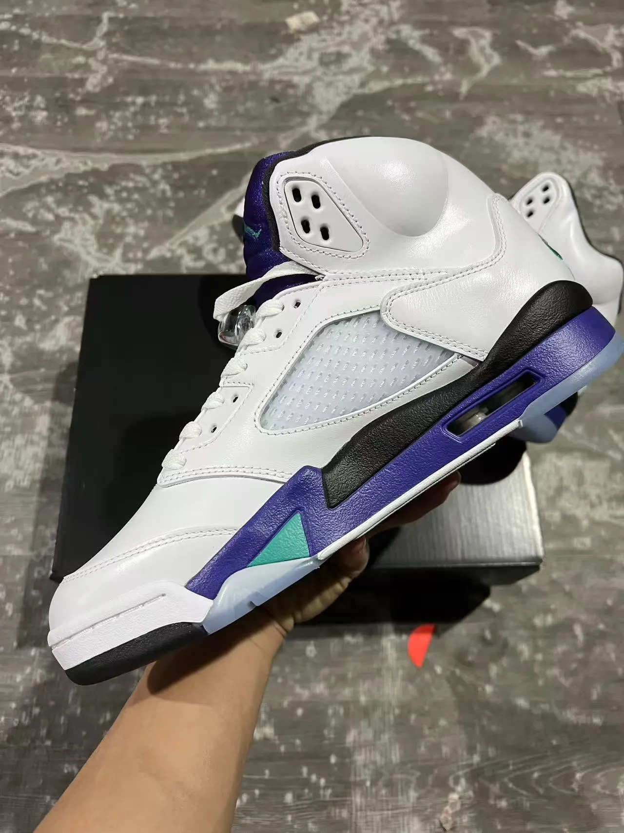 Air Jordan 5 White Purple Teal Basketball Shoes 5