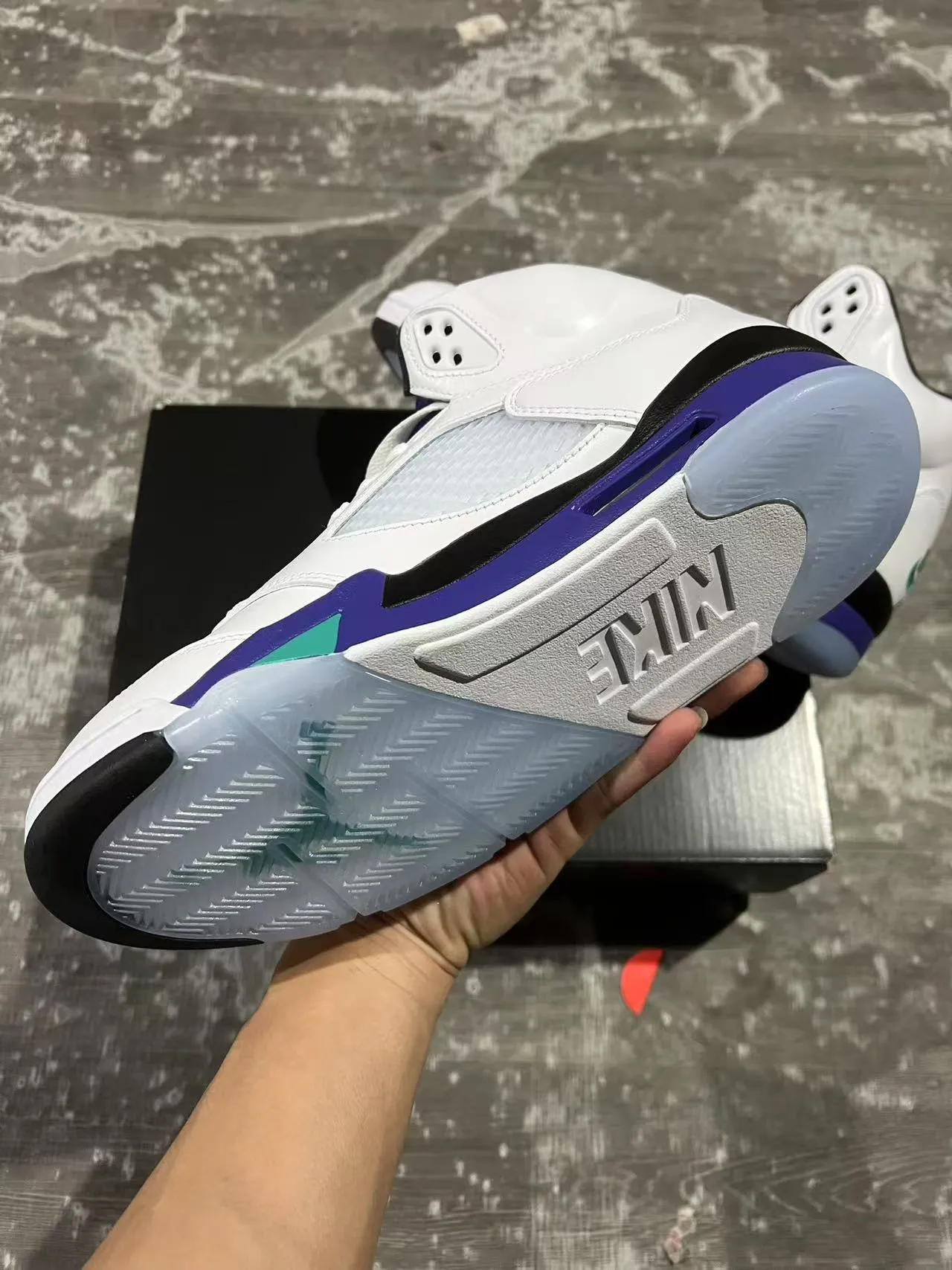 Air Jordan 5 White Purple Teal Basketball Shoes 6