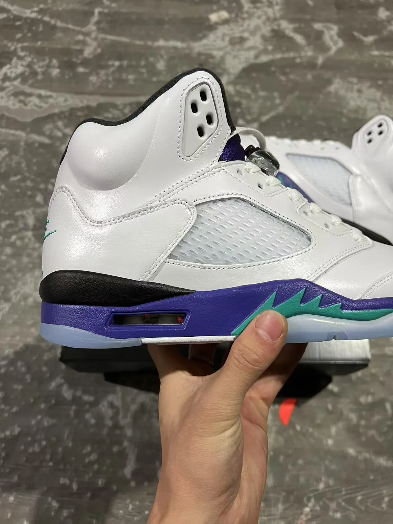 Air Jordan 5 White Purple Teal Basketball Shoes 7
