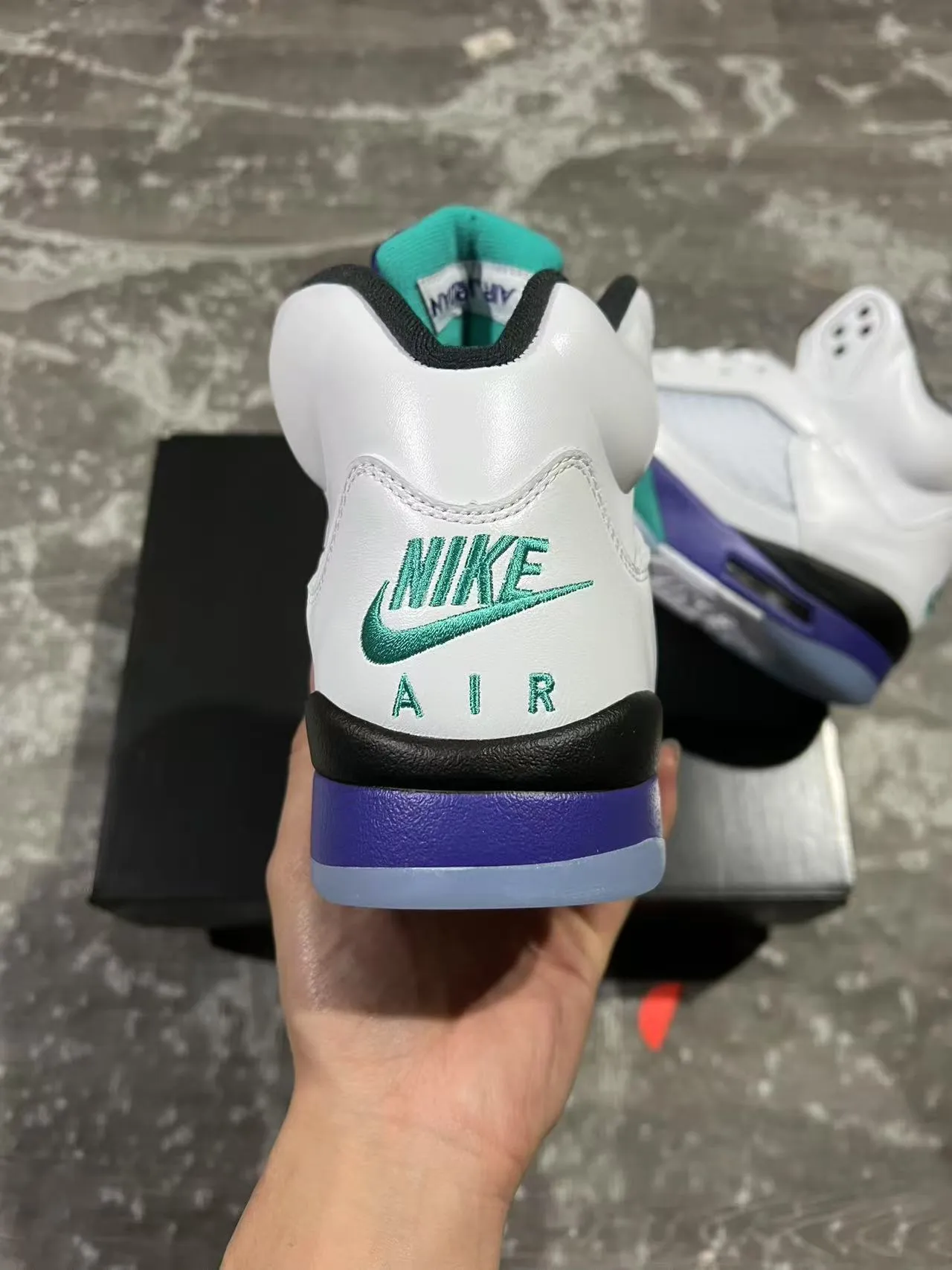 Air Jordan 5 White Purple Teal Basketball Shoes 8