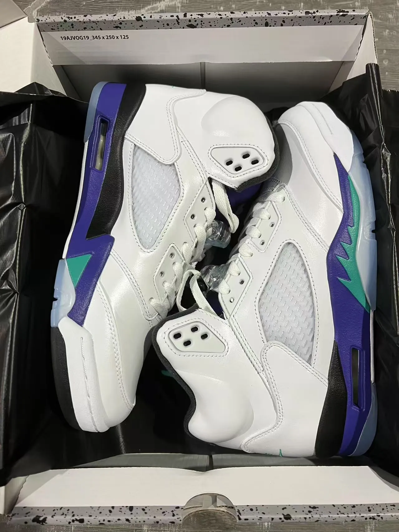 Air Jordan 5 White Purple Teal Basketball Shoes 9