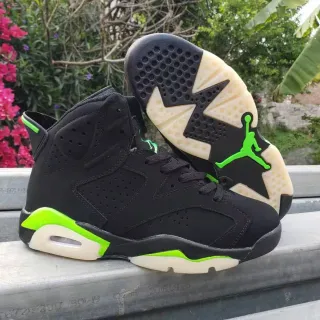 Air Jordan 6 Black Neon Green Basketball Shoes