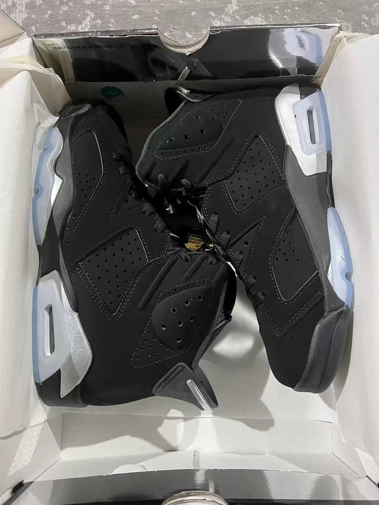 Air Jordan 6 Preto Prata Visible Air Tênis de Basquete 3