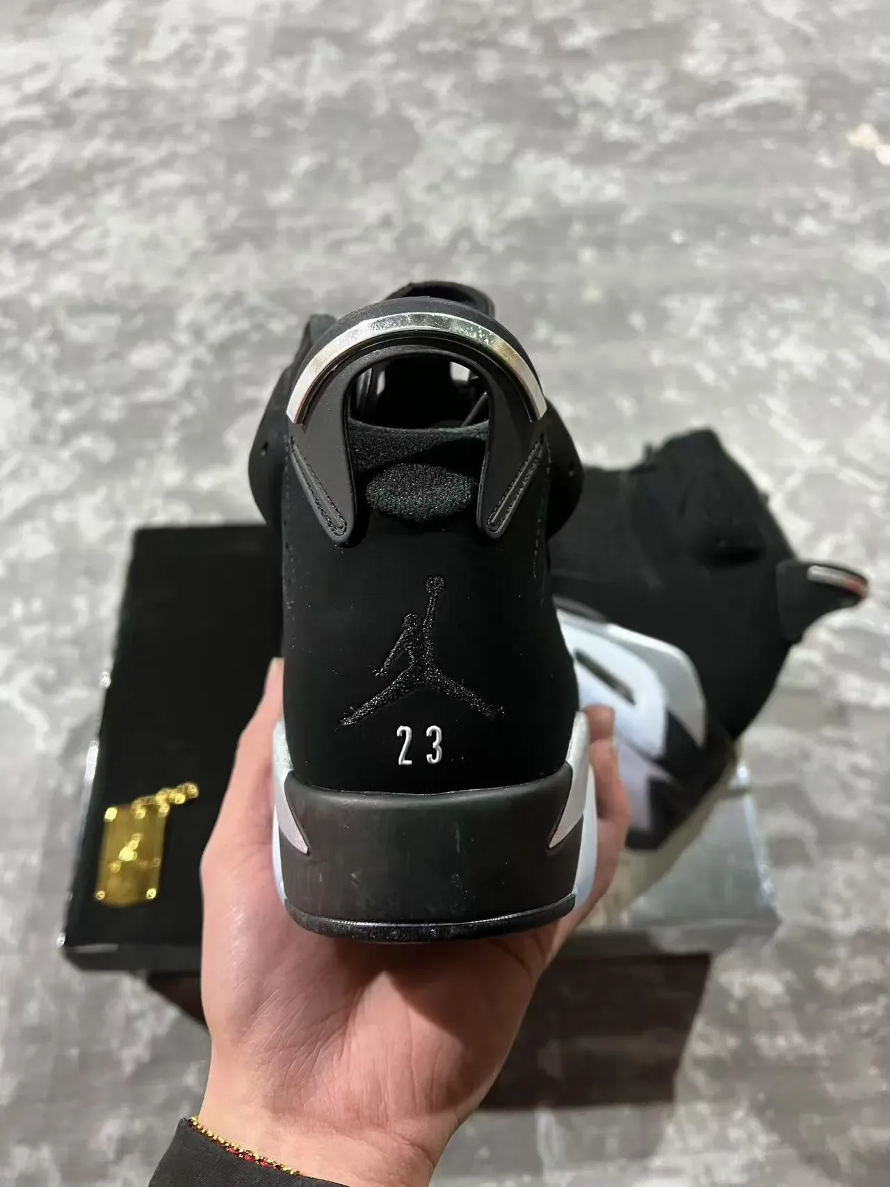 Air Jordan 6 Preto Prata Visible Air Tênis de Basquete 4
