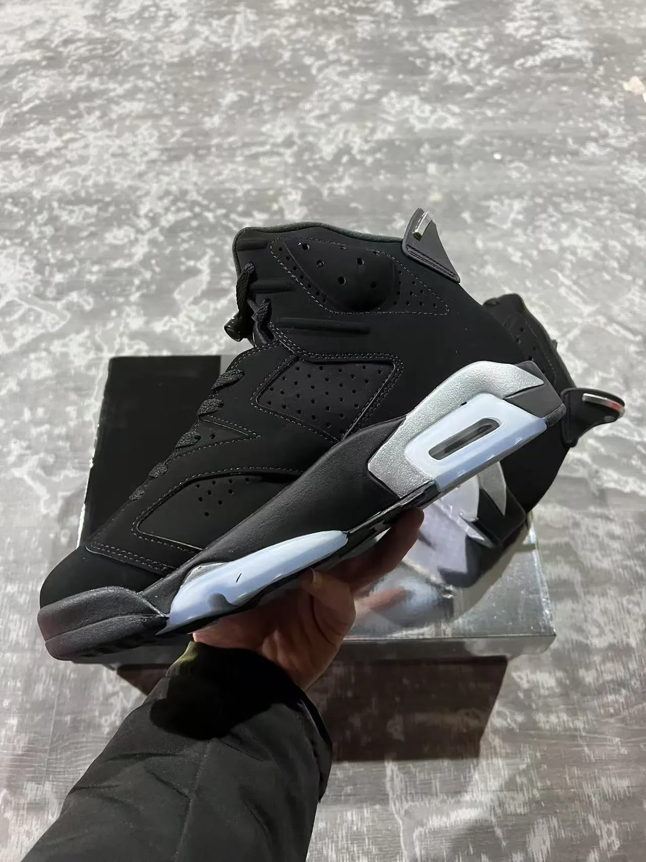 Air Jordan 6 Preto Prata Visible Air Tênis de Basquete 7