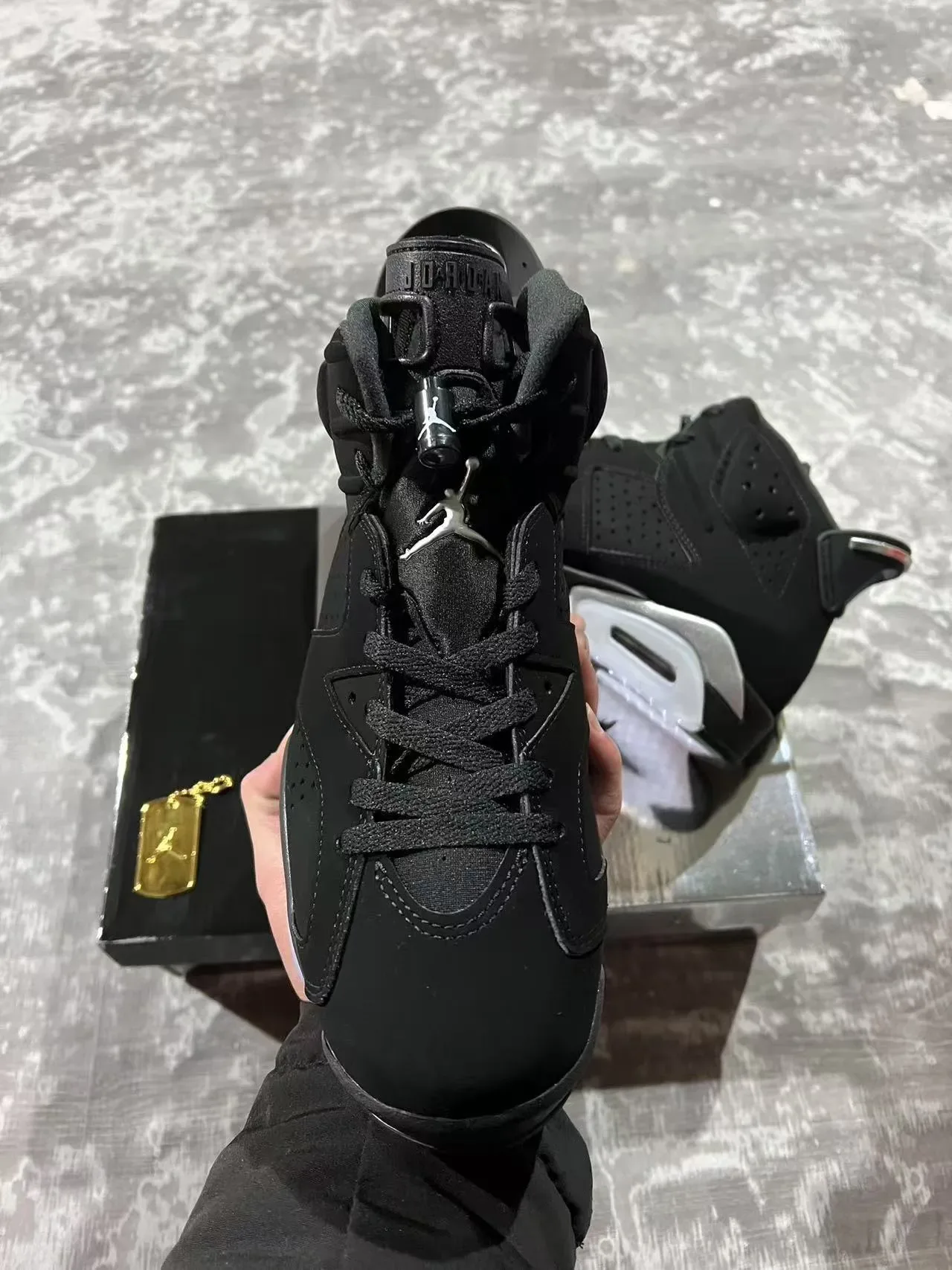 Air Jordan 6 Preto Prata Visible Air Tênis de Basquete 9