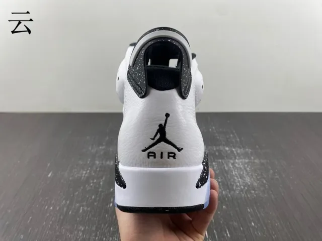 Air Jordan 6 White Black Speckle Light Blue Tênis de basquete 4