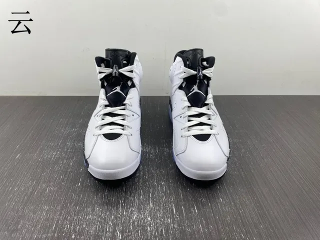 Air Jordan 6 White Black Speckle Light Blue Tênis de basquete 10