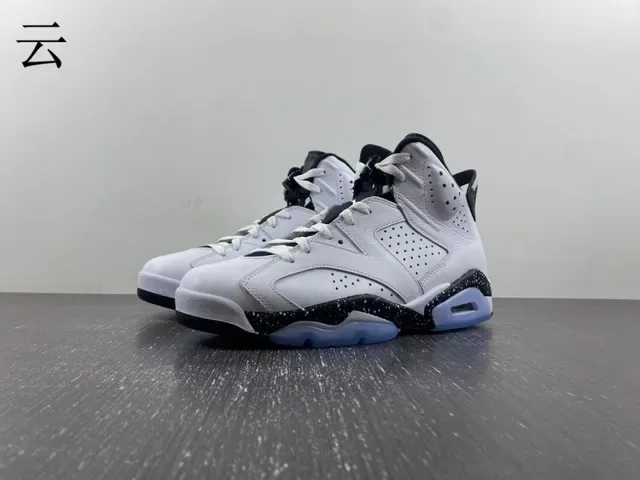 Air Jordan 6 White Black Speckle Light Blue Tênis de basquete 11