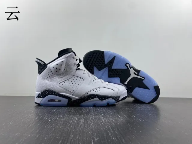 Air Jordan 6 White Black Speckle Light Blue Tênis de basquete 12