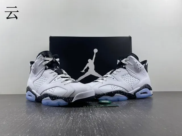 Air Jordan 6 White Black Speckle Light Blue Tênis de basquete 13