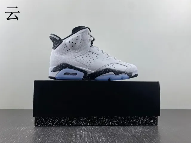 Air Jordan 6 White Black Speckle Light Blue Tênis de basquete 16
