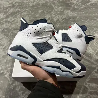 Air Jordan 6 White Navy Basketball Shoes