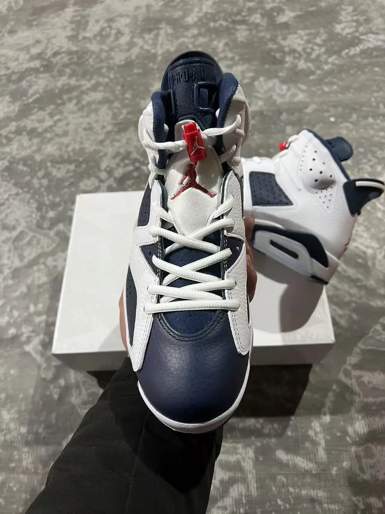 Air Jordan 6 White Navy Basketball Shoes 3