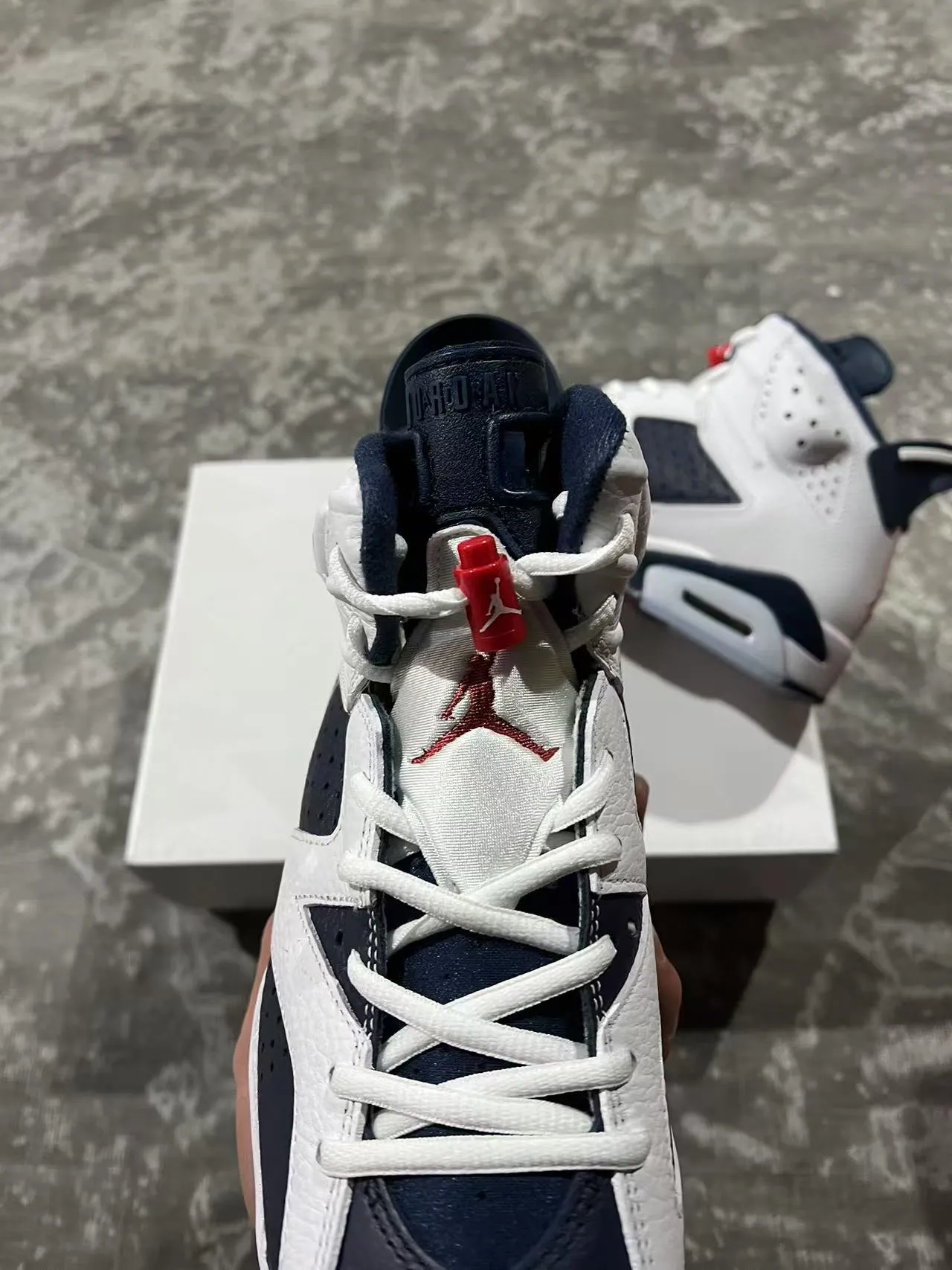 Air Jordan 6 White Navy Basketball Shoes 4