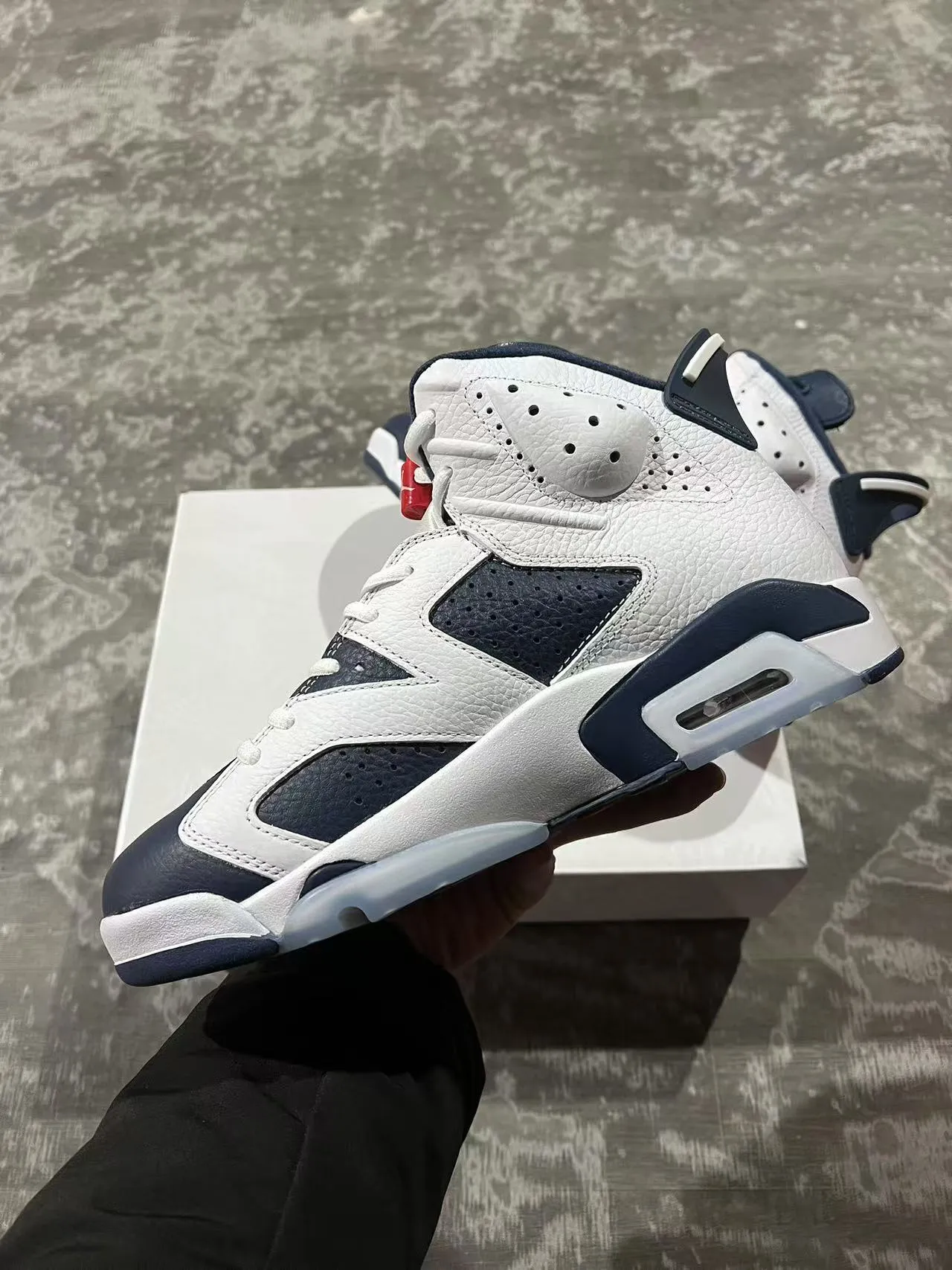 Air Jordan 6 White Navy Basketball Shoes 5