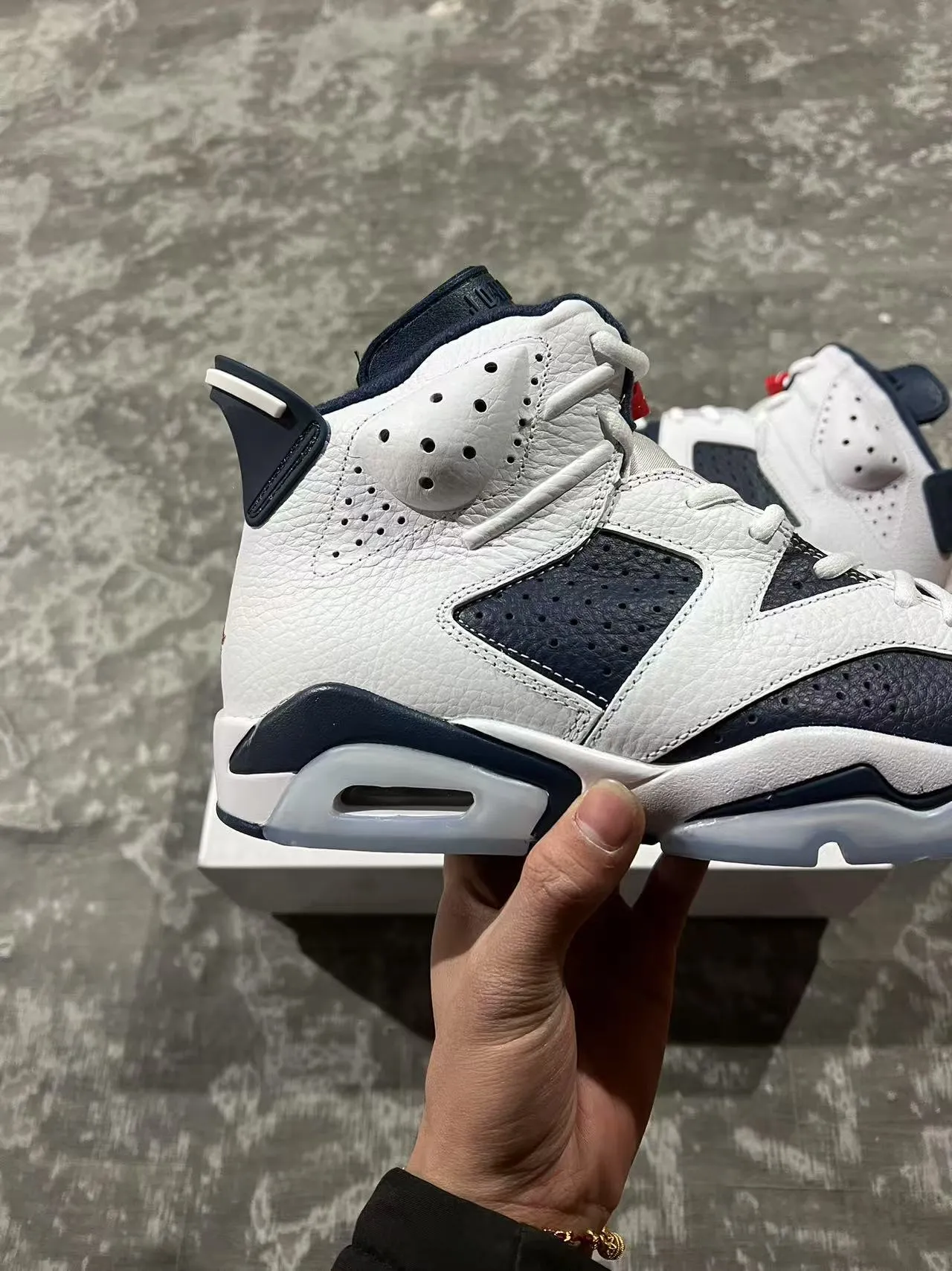 Air Jordan 6 White Navy Basketball Shoes 7