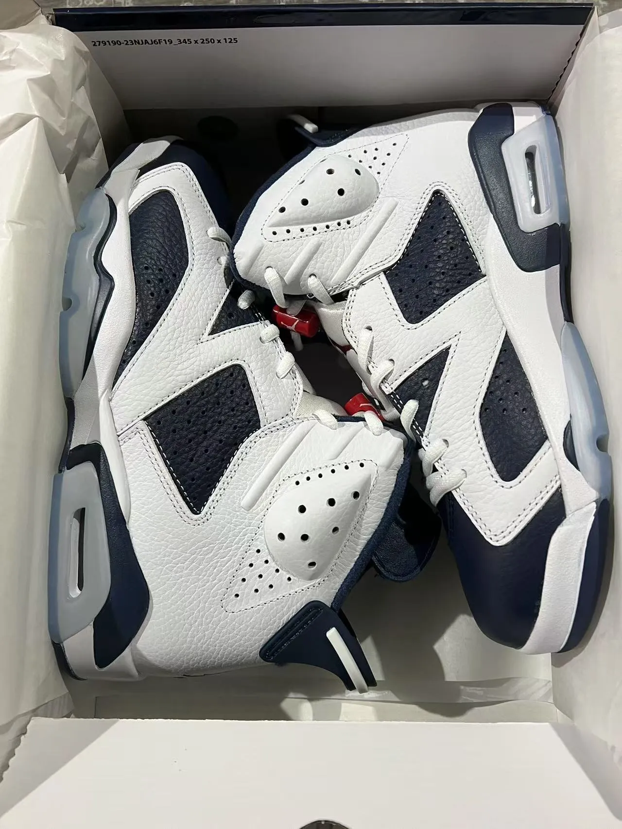 Air Jordan 6 White Navy Basketball Shoes 9