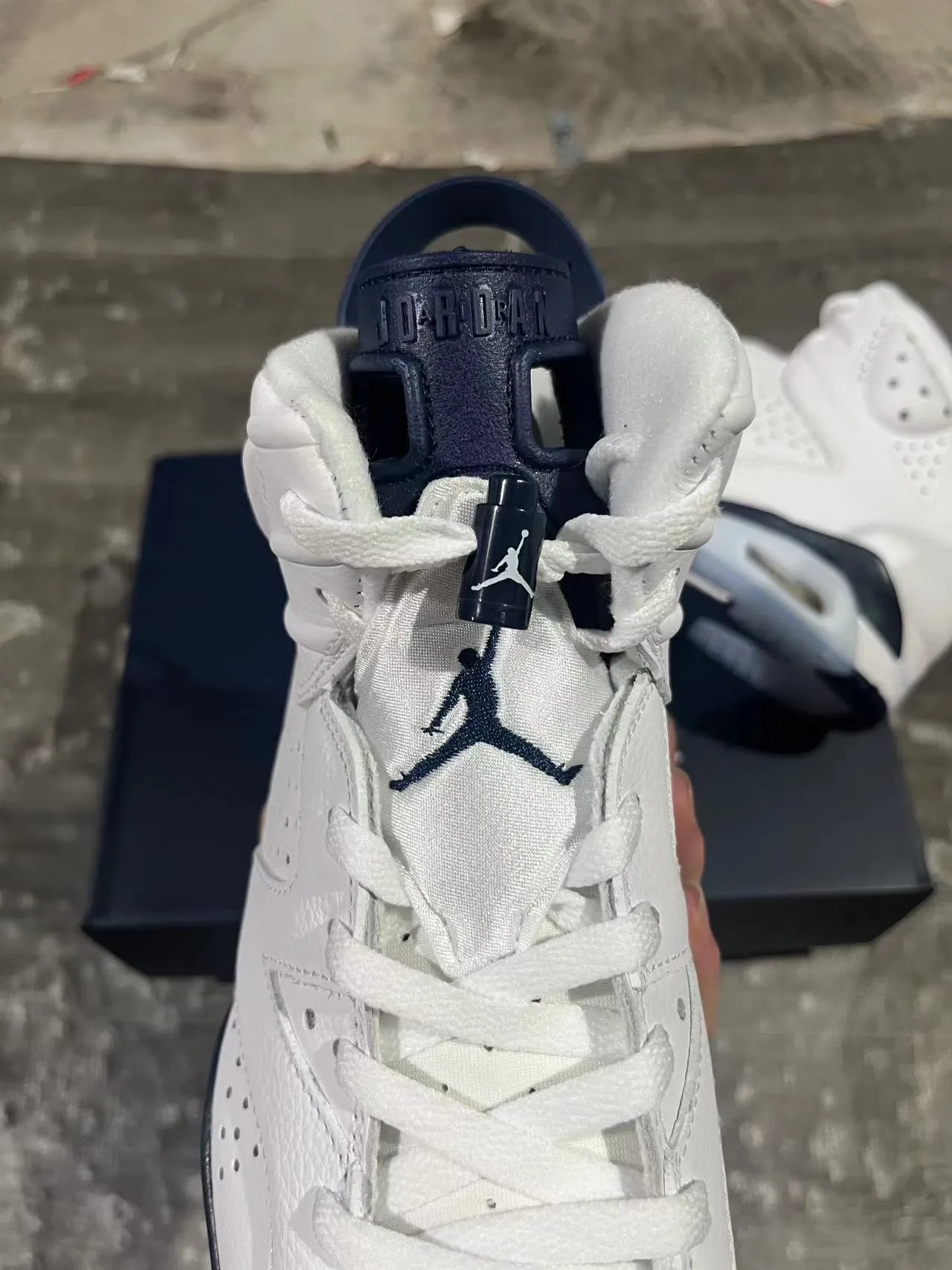 Air Jordan 6 White Navy Basketball Shoes 3
