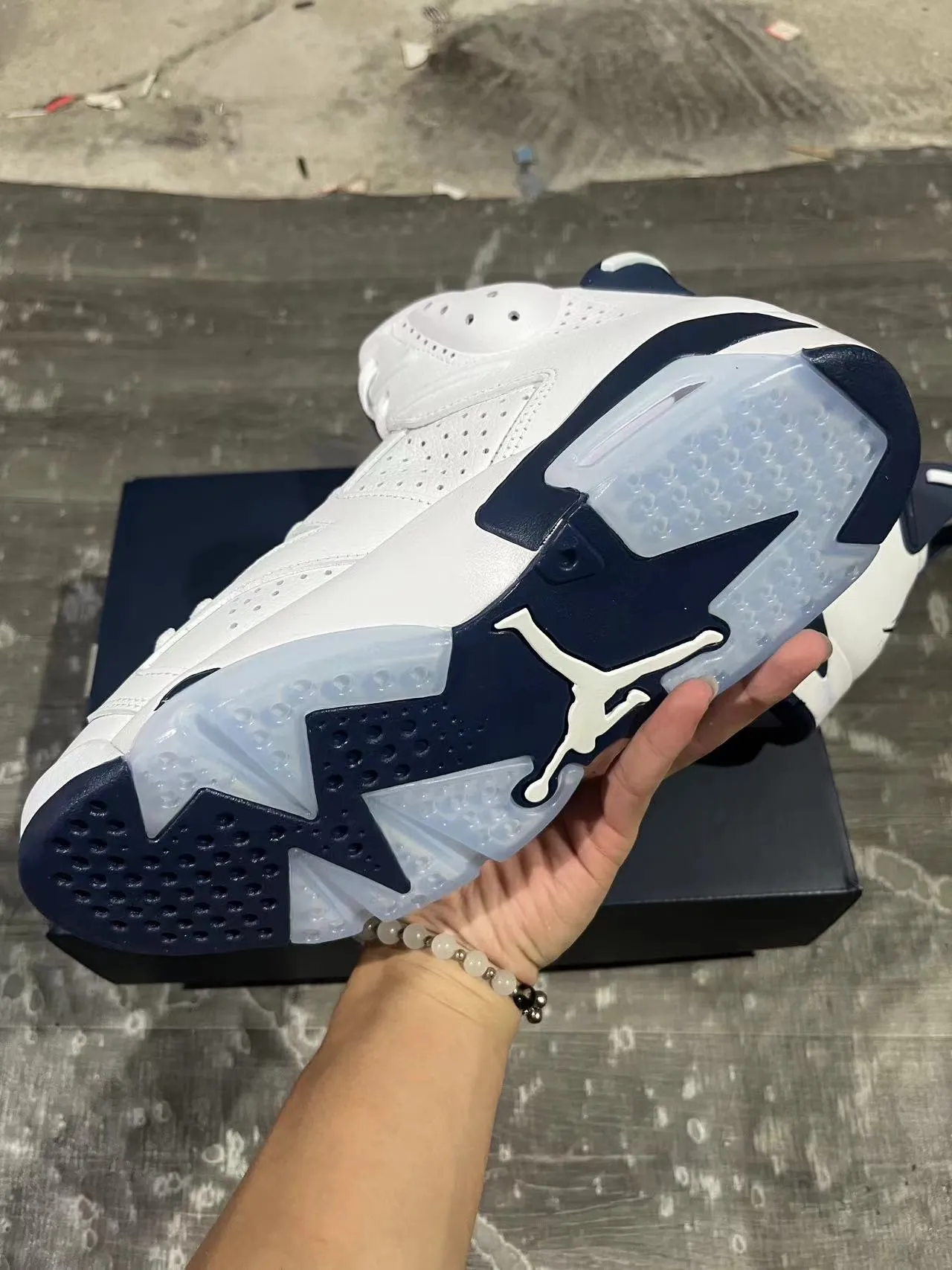 Air Jordan 6 White Navy Basketball Shoes 5