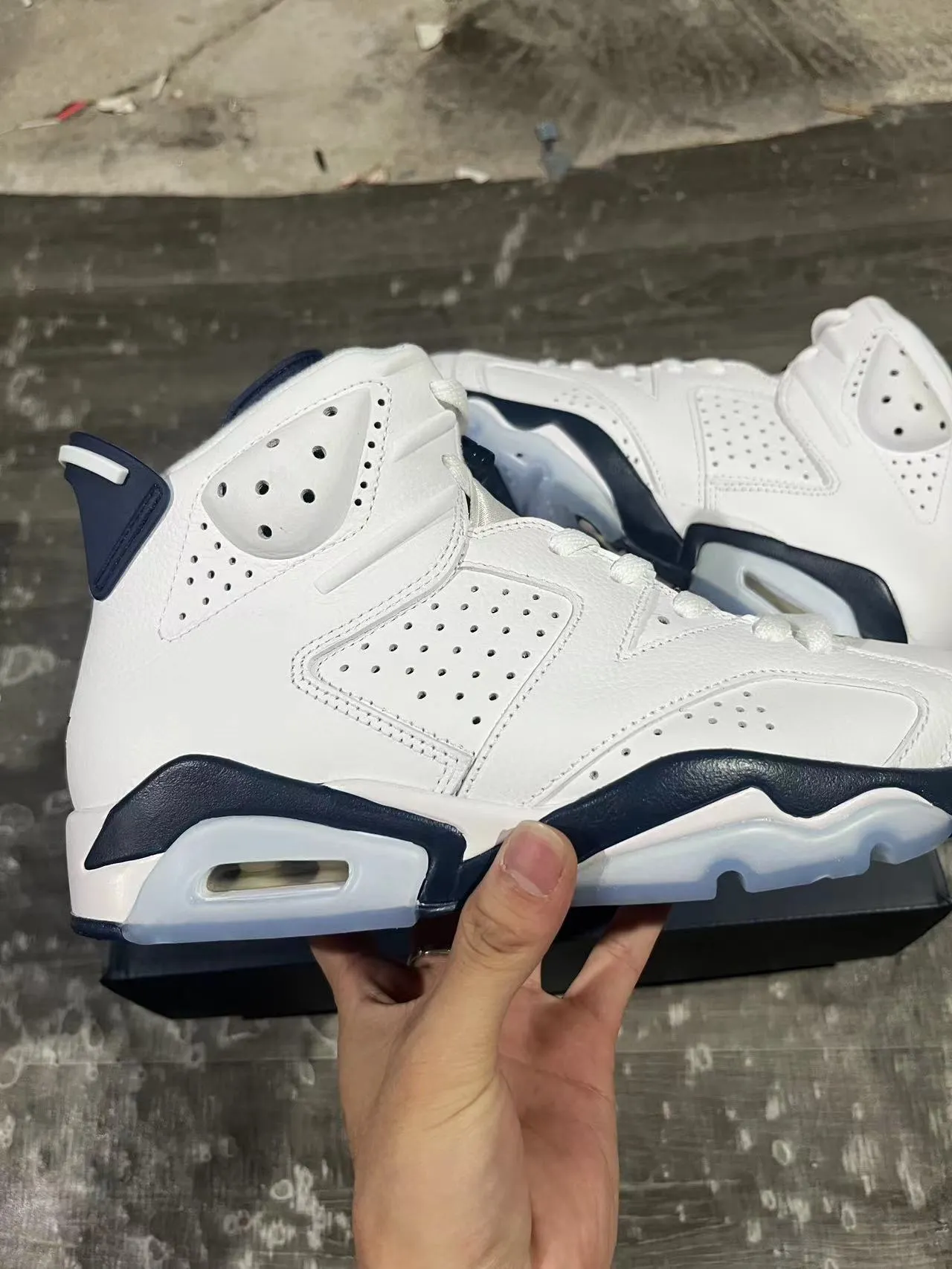 Air Jordan 6 White Navy Basketball Shoes 6