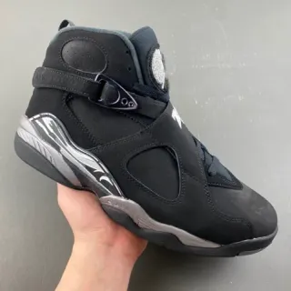 Air Jordan 8 Black Metallic Silver Basketball Shoes