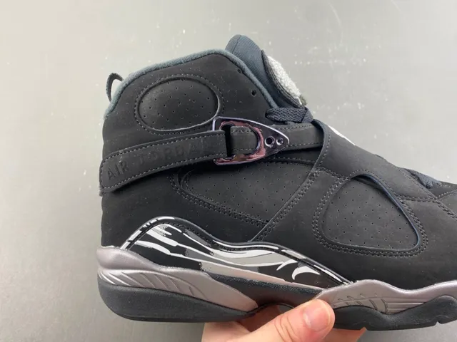 Air Jordan 8 Black Metallic Silver Basketball Shoes 3