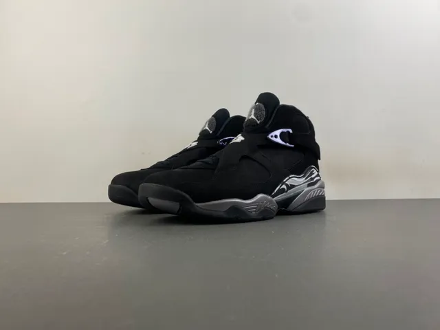 Air Jordan 8 Black Metallic Silver Basketball Shoes 10