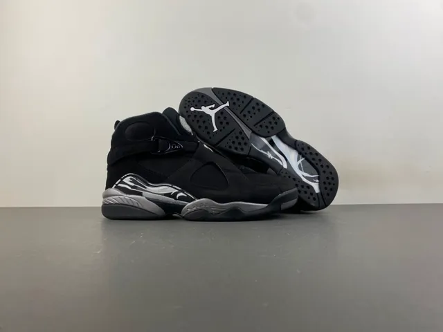 Air Jordan 8 Black Metallic Silver Basketball Shoes 12